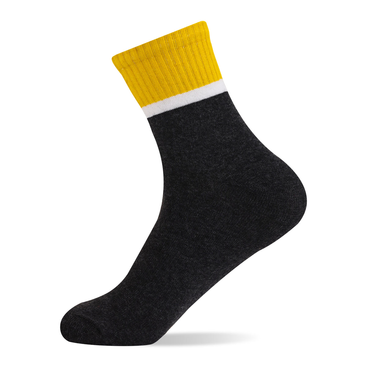Urban Stripe-Ankle Crew Socks-Dark Grey/Yellow