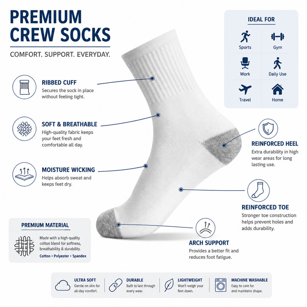 Crew Cushion Quarter Socks