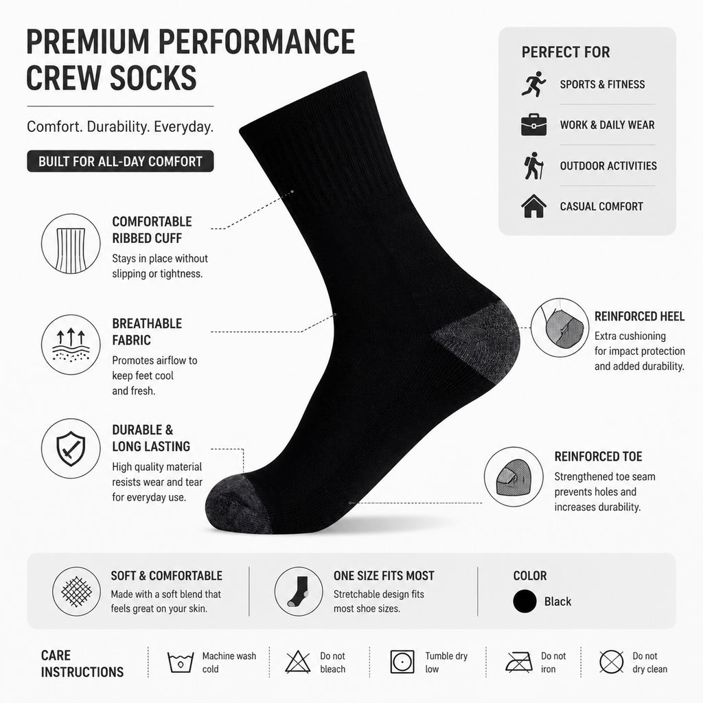 Crew Cushion Quarter Socks