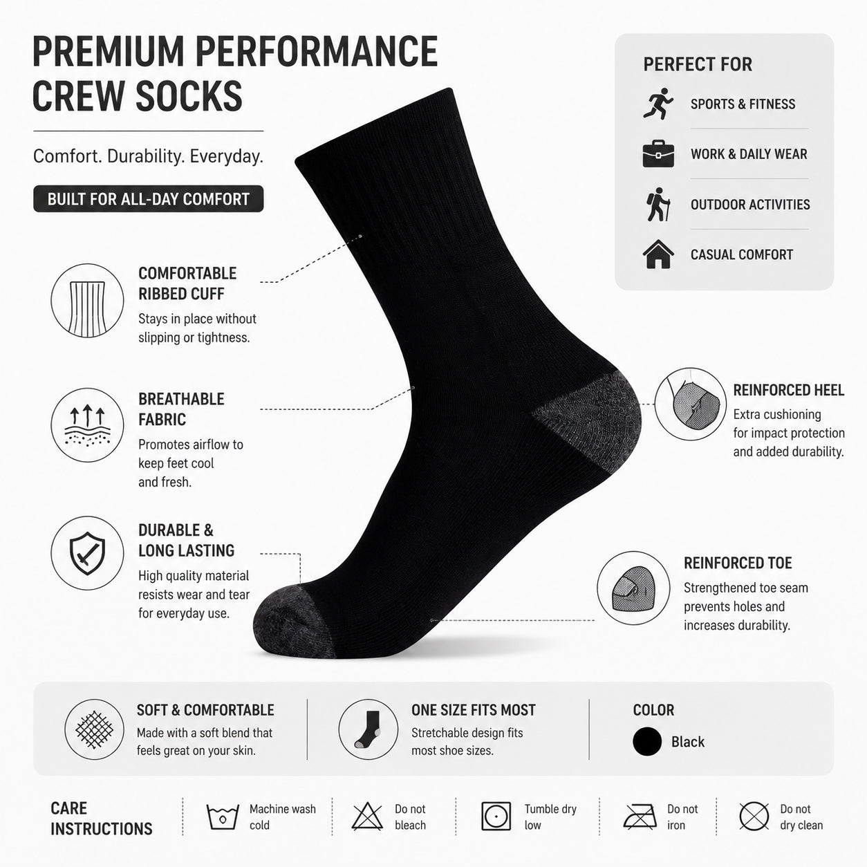 Crew Cushion Quarter Socks