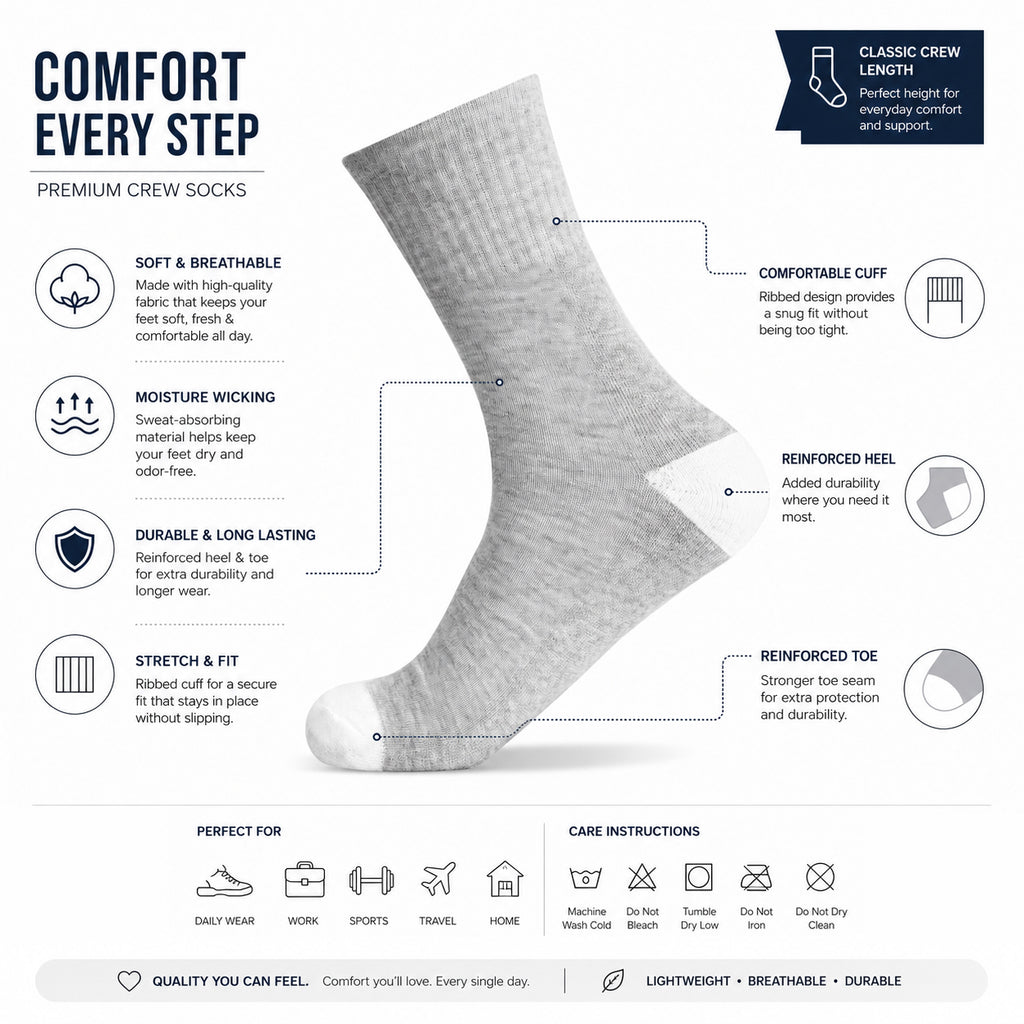 Crew Cushion Quarter Socks