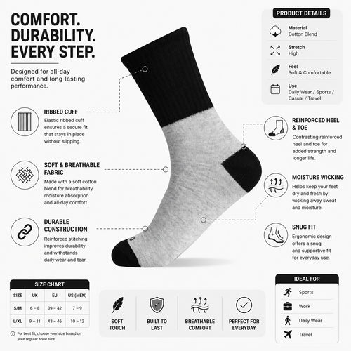 Core Crew Socks – Midnight Ash