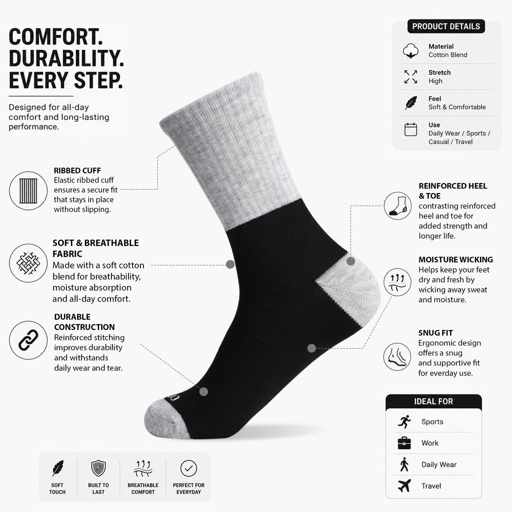 Core Crew Socks – Midnight Ash